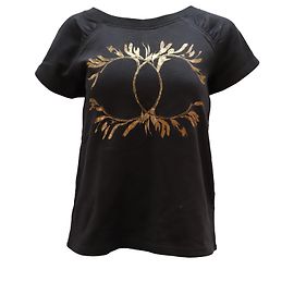 Camiseta Chanel Metallic CC Logo en algodón negro Negro