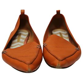 Nicholas Kirkwood-Nicholas Kirkwood Beya, spitze flache Schuhe aus orangefarbenem Leder-Orange