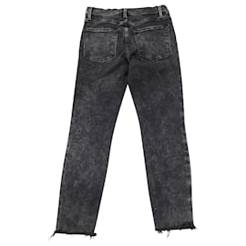 Frame Denim-Frame Le High Straight High-Rise Jeans in Black Cotton-Black