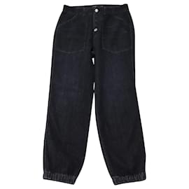 Veronica Beard-Veronica Beard Bolton Cargo Pockets High-Rise Jeans in Black Cotton-Black