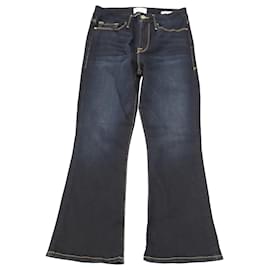 Frame Denim-Frame Le Crop Mini Boot Jeans in Blue Cotton Denim-Blue