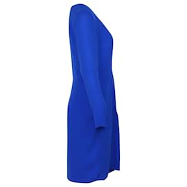 Theory-Theory Jaya V-Neck Dress in Blue Silk-Blue