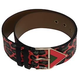 Kenzo-Kenzo Triangle Buckle Belt in Pink Watersnake Leather-Multiple colors