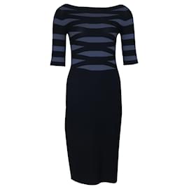 Emporio Armani-Emporio Armani Stripe Bandage Knit Dress in Black Viscose-Black