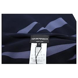 Emporio Armani-Vestido de punto ajustado a rayas en viscosa negra de Emporio Armani-Negro