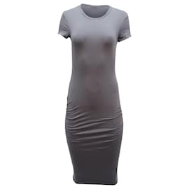 Autre Marque-James Perse Ruched T-shirt Dress in Grey Cotton-Grey
