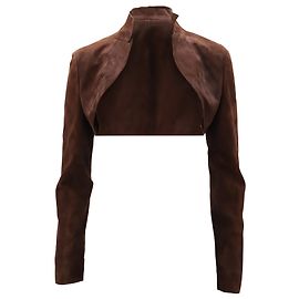 Akris Bolero Jacket in Burgundy Suede Dark red