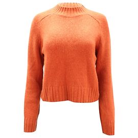 Vince Shrunken Mock Neck Sweater aus orangefarbenem Kaschmir Orange