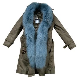 Liu.Jo Abrigo Liu Jo Marrón de Algodón con Piel de Mapache Talla 38 Castaño