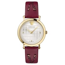 Versace-Medusa Chain Leather Watch-Golden,Metallic