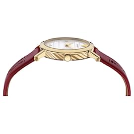 Versace-Medusa Chain Leather Watch-Golden,Metallic
