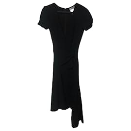 Christian Dior-Dior draped black midi dress with a deep V-neck-Black