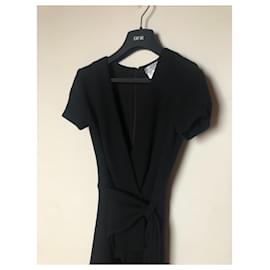 Christian Dior-Dior draped black midi dress with a deep V-neck-Black