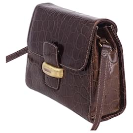 Gianfranco Ferre Vintage-[Used] Vintage Gianfranco Ferre Croco Embossed Shoulder Bag Crossbody Bag Leather Women's Bag Bag Brown-Brown