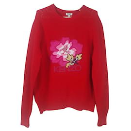 Pull Kenzo en laine rouge avec patch Rouge Multicolore