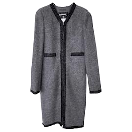 Chanel-Braided Trim Coat-Grey