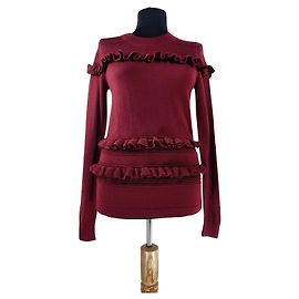 Michael Kors Merinowolle Pullover Burgund Größe S Bordeaux