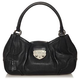 Bolsa de couro Prada Black Sound Lock Preto