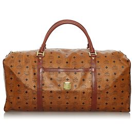 Bolsa de viagem em couro marrom Visetos MCM Marrom
