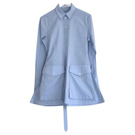 JW Anderson-J.W. Anderson Vestido camisa oversized com bolso com aba-Azul