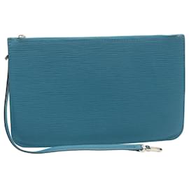 Louis Vuitton-Bolsa LOUIS VUITTON Neverfull MM Bolsa de Acessórios Azul Claro LV Auth 28307-Azul claro