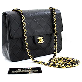 Chanel-CHANEL Mini Square Small Chain Shoulder Bag Crossbody Black Quilt-Black