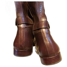Tory Burch leather riding boots chocolate Chocolate