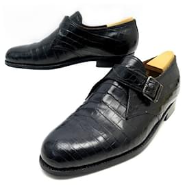 JM Weston-JM WESTON LOAFERS WITH BUCKLE 7.5D 41.5 42 Black crocodile leather-Black