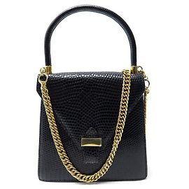 VINTAGE JEAN CLAUDE JITROIS HANDBAG IN BLACK LIZARD LEATHER HAND BAG Black