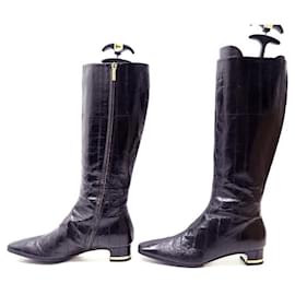 Dolce & Gabbana-DOLCE & GABBANA SHOES BOOTS 38.5 BLACK PATENT LEATHER BOOTS-Black