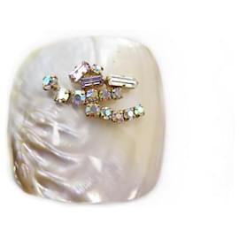 NEU CHRISTIAN LACROIX PERLMUTT UND STRASS BROSCHE PERLMUTT BROSCHE SCHMUCK Beige