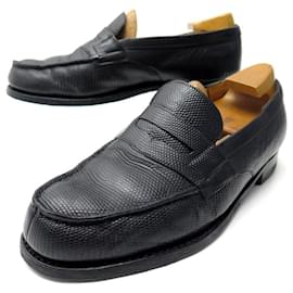 JM Weston-JM WESTON LOAFERS 180 7.5D 41.5 BLACK LIZARD LEATHER SHOES-Black