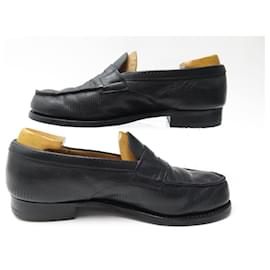 JM Weston-JM WESTON LOAFERS 180 7.5D 41.5 BLACK LIZARD LEATHER SHOES-Black
