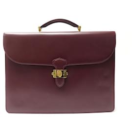 Cartier-MUST DE CARTIER BRIEFCASE BAG IN BORDEAUX LEATHER + BRIEFCASE BOX-Dark red
