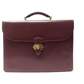 SACOCHE MUST DE CARTIER PORTE DOCUMENTS EN CUIR BORDEAUX + BOITE BRIEFCASE Bordeaux
