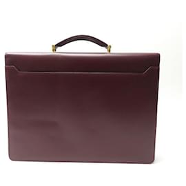 Cartier-MUST DE CARTIER BRIEFCASE BAG IN BORDEAUX LEATHER + BRIEFCASE BOX-Dark red
