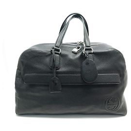 GUCCI WEEKEND SOHO BORSA DA VIAGGIO A TRACOLLA 322055 BORSA IN PELLE GRANELLA Nero