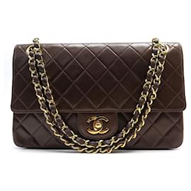 Chanel-VINTAGE HANDBAG CHANEL CLASSIQUE TIMELESS M BROWN QUILTED LEATHER BAG-Brown