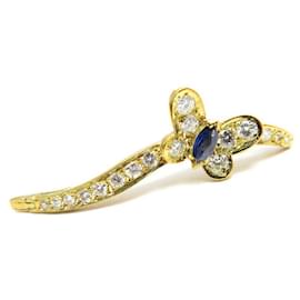 VINTAGE VAN CLEEF & ARPELS BUTTERFLY BUTTERFLY BROOCH GOLD DIAMONDS SAPPHIRE BROOCH Golden