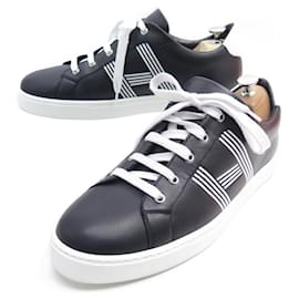Hermès-NINE HERMES ADVANTAGE sneakers SHOES 43.5 BLACK LEATHER SNEAKERS SHOES-Black