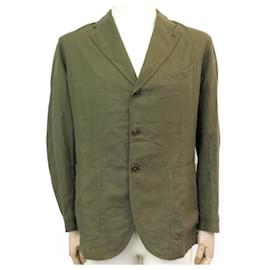 Ralph Lauren-NEW JACKET RALPH LAUREN lined RL 48 M KHAKI LINEN JACKET COAT-Khaki
