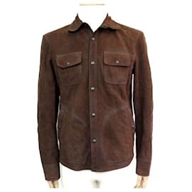 Ralph Lauren-RALPH LAUREN JACKET NUBUCK LEATHER SHIRT JACKET 48 M LEATHER SHIRT JACKET-Brown