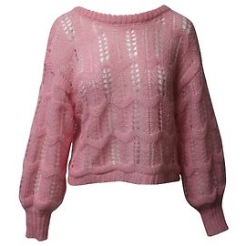 Autre Marque Love Shack Fancy Vyoma Cable tricô em lã de alpaca rosa Rosa