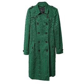 Missoni Burberry Trench coat forrado com renda em macramê em algodão verde Verde