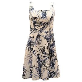 Vestido Hugo Boss Leaf com Padrão de Folha A em Algodão Estampado Branco Outro