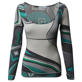 Maglia Emilio Pucci a maniche lunghe aderente in viscosa multicolor Multicolore