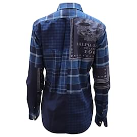Ralph Lauren-Camisa Ralph Lauren Patchwork em Algodão Estampa Azul-Azul,Azul marinho
