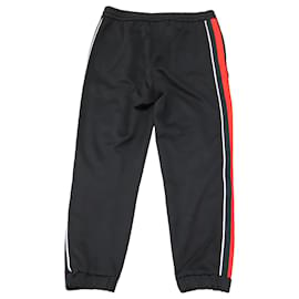 Gucci-Gucci Black Cropped Joggers with Web Detail in Black Polyester-Black