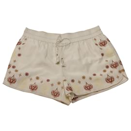 Rachel Zoe-Rachel Zoe Stephanie Embroidered Shorts in Ivory Cotton Silk-White,Cream