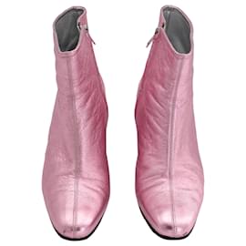 Autre Marque-Alexachung Metallic Beatnik Ankle Boots in Pink Leather-Pink
